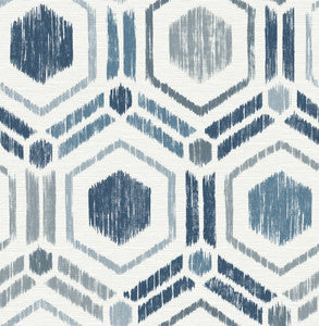 Borneo Blue Geometric Grasscloth Wallpaper by A-Street Prints