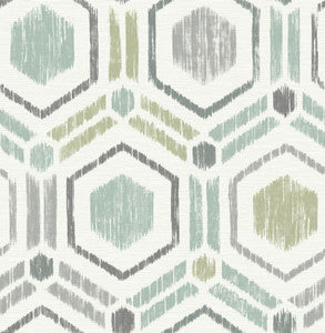 Borneo Light Green Geometric Grasscloth Wallpaper by A-Street Prints