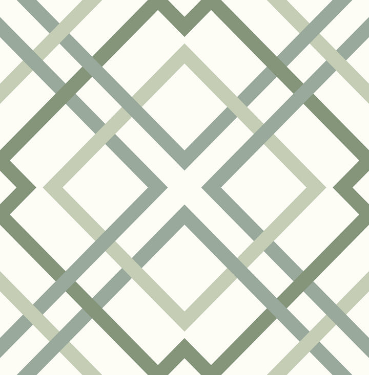 Saltire Emile Green Lattice Wallpaper by A-Street Prints Perennial Covers about 56.4 square feet 20.5-in by 33-ft long roll Unpasted 20.9 - Fabric Carolina -