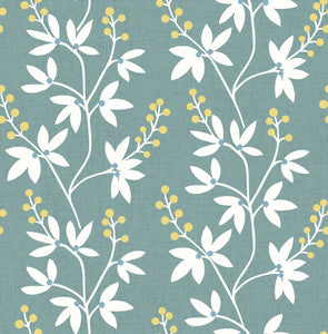 Linnea Elsa Teal Botanical Trail Wallpaper by A-Street Prints
