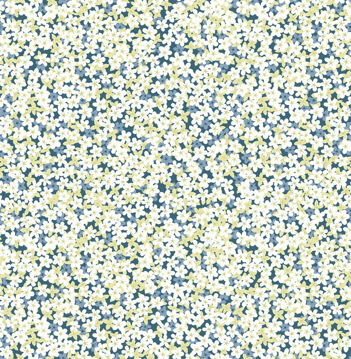 Giverny Blue Miniature Floral Wallpaper by A-Street Prints Perennial Covers about 56.4 square feet 20.5-in by 33-ft long roll Unpasted 20.9 - Fabric Carolina -