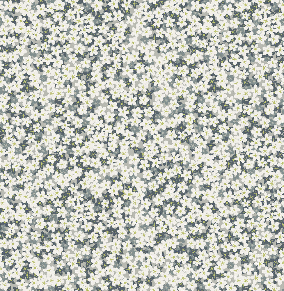 Giverny Grey Miniature Floral Wallpaper by A-Street Prints Perennial Covers about 56.4 square feet 20.5-in by 33-ft long roll Unpasted 20.9 - Fabric Carolina -