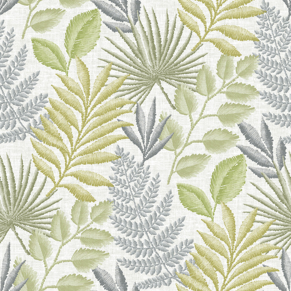 Palomas Grey Botanical Wallpaper by A-Street Prints Perennial Covers about 60.8 square feet 27-in by 27-ft long roll Unpasted 27 - Fabric Carolina -