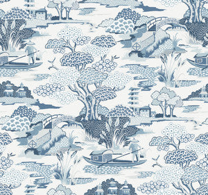 Joy De Vie Blue Toile Wallpaper by A-Street Prints