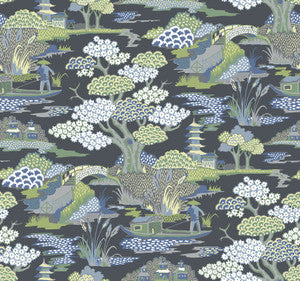 Joy De Vie Indigo Toile Wallpaper by A-Street Prints