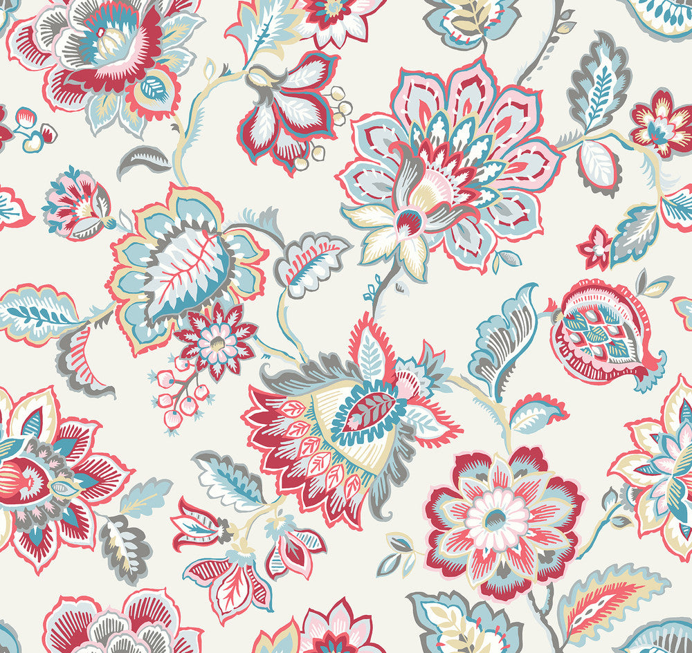 Corona Red Jacobean Wallpaper by A-Street Prints Perennial Covers about 60.8 square feet 27-in by 27-ft long roll Unpasted 25.2 - Fabric Carolina -