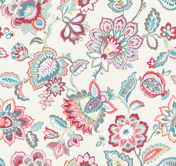 Corona Red Jacobean Wallpaper by A-Street Prints Perennial Covers about 60.8 square feet 27-in by 27-ft long roll Unpasted 25.2 - Fabric Carolina -