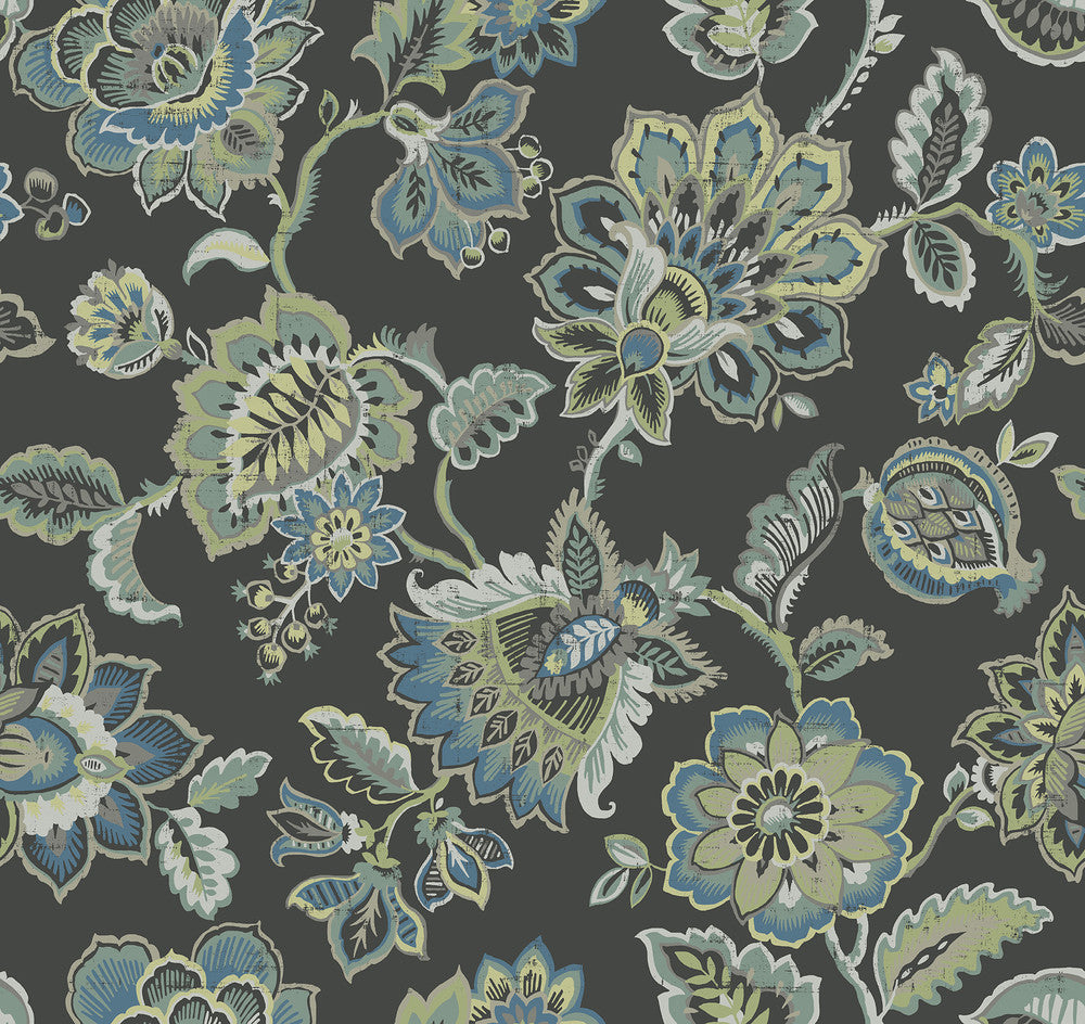 Corona Multicolor Jacobean Wallpaper by A-Street Prints Perennial Covers about 60.8 square feet 27-in by 27-ft long roll Unpasted 25.2 - Fabric Carolina -