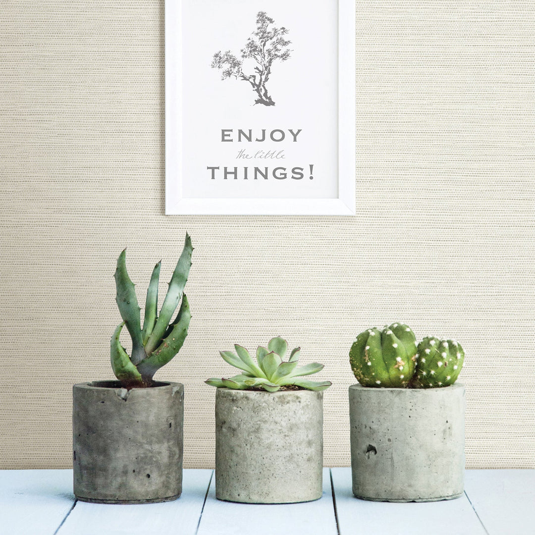 Agave Off White Faux Grasscloth Wallpaper by A-Street Prints Designer