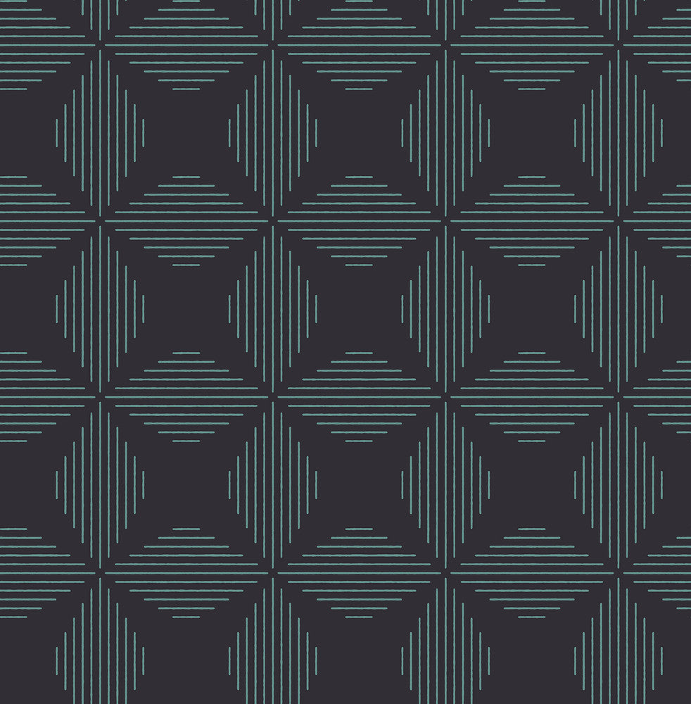 Telestar Navy Geometric Wallpaper by A-Street Prints Theory Covers about 56.4 square feet 20.5-in by 33-ft long roll Unpasted 5.2 - Fabric Carolina -