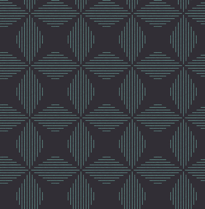 Telestar Navy Geometric Wallpaper by A-Street Prints Theory Covers about 56.4 square feet 20.5-in by 33-ft long roll Unpasted 5.2 - Fabric Carolina -