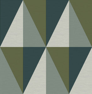 Aspect Green Geometric Faux Grasscloth Wallpaper by A-Street Prints