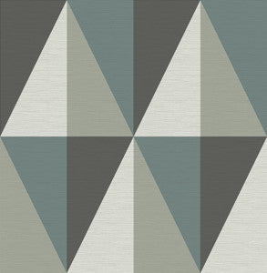 Aspect Teal Geometric Faux Grasscloth Wallpaper by A-Street Prints