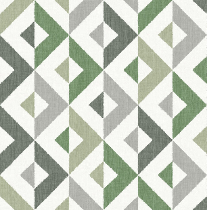 Seesaw Green Geometric Faux Linen Wallpaper by A-Street Prints Theory Covers about 56.4 square feet 20.5-in by 33-ft long roll Unpasted 20.9 - Fabric Carolina -