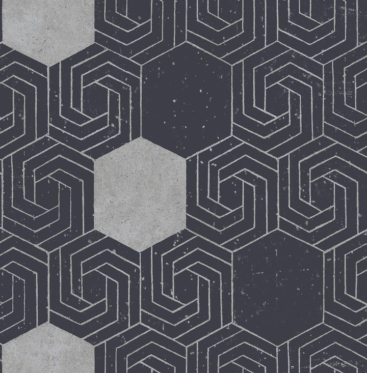 Momentum Navy Geometric Wallpaper by A-Street Prints Theory Covers about 56.4 square feet 20.5-in by 33-ft long roll Unpasted 20.9 - Fabric Carolina -
