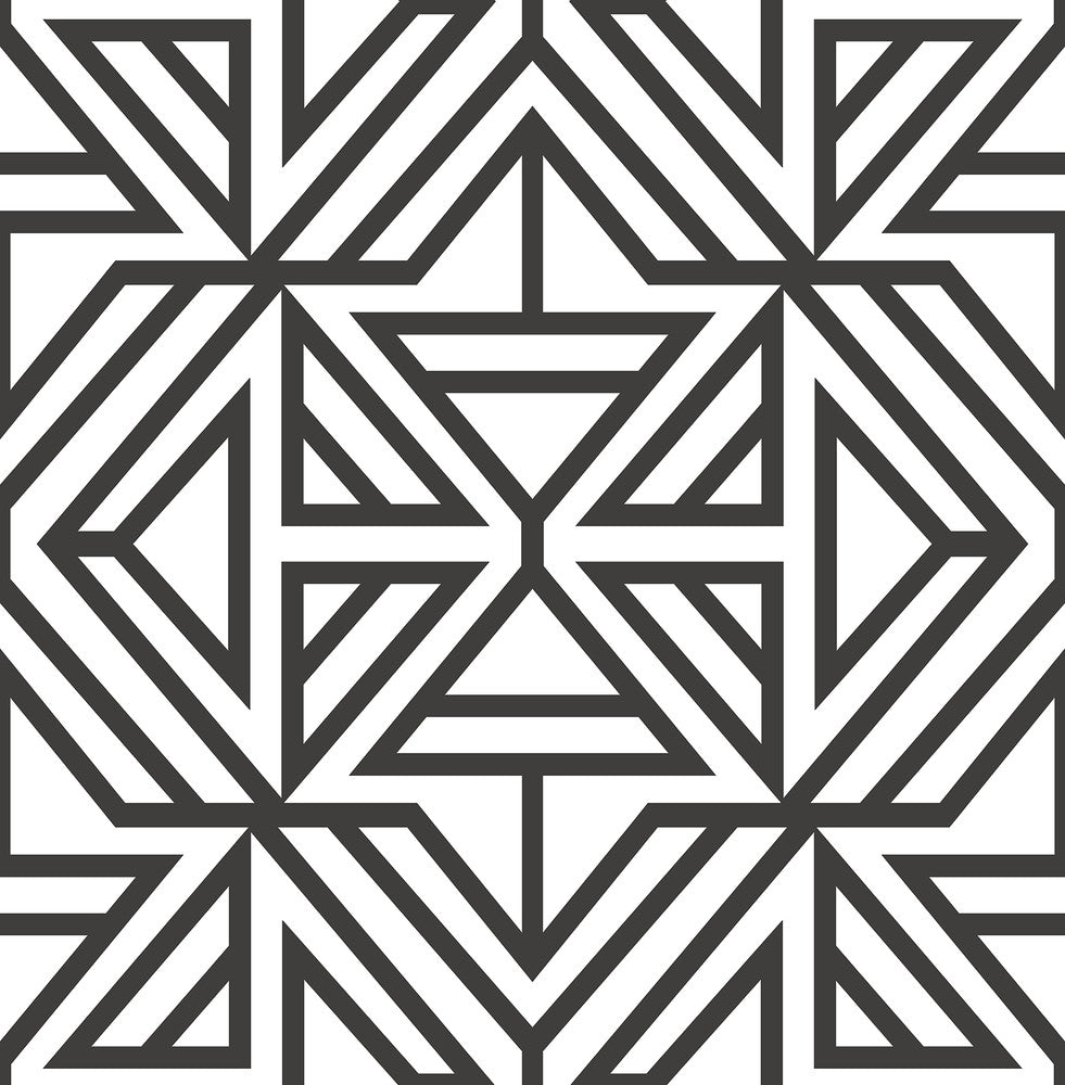 Helios Black Geometric Wallpaper by A-Street Prints Theory Covers about 56.4 square feet 20.5-in by 33-ft long roll Unpasted 20.9 - Fabric Carolina -