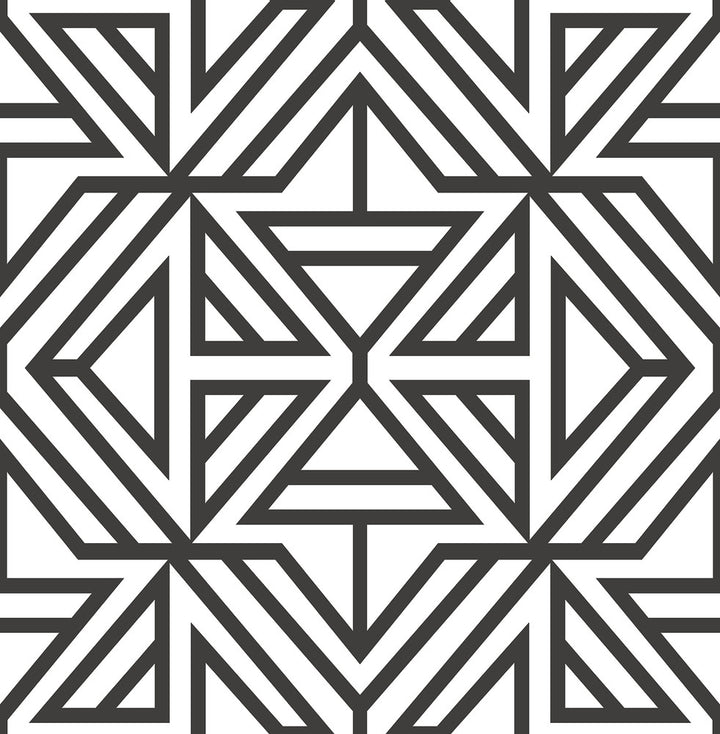 Helios Black Geometric Wallpaper by A-Street Prints Theory Covers about 56.4 square feet 20.5-in by 33-ft long roll Unpasted 20.9 - Fabric Carolina -