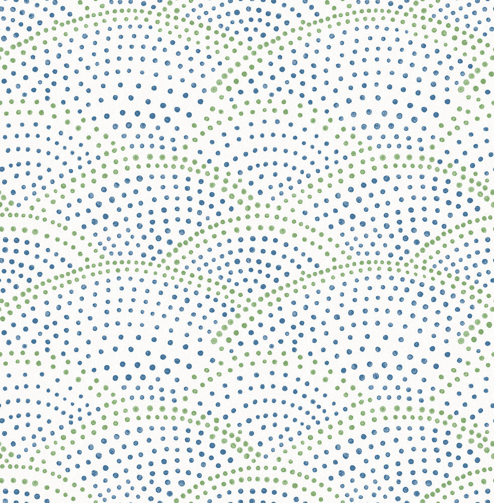 Bennett Blue Dotted Scallop Wallpaper by A-Street Prints BlueBell Covers about 56.4 square feet 20.5-in by 33-ft long roll Unpasted 10.4 - Fabric Carolina -