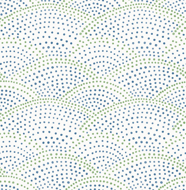 Bennett Blue Dotted Scallop Wallpaper by A-Street Prints BlueBell Covers about 56.4 square feet 20.5-in by 33-ft long roll Unpasted 10.4 - Fabric Carolina -