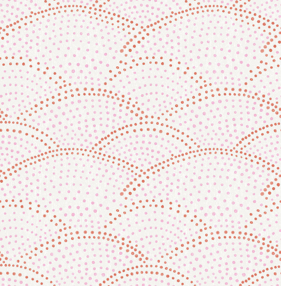 Bennett Pink Dotted Scallop Wallpaper by A-Street Prints BlueBell Covers about 56.4 square feet 20.5-in by 33-ft long roll Unpasted 10.4 - Fabric Carolina -