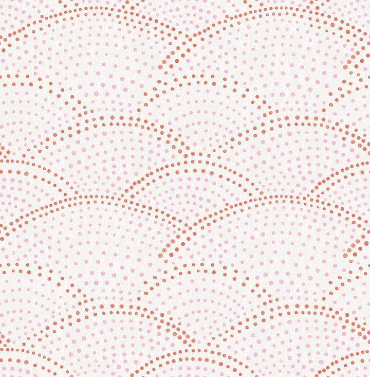 Bennett Pink Dotted Scallop Wallpaper by A-Street Prints BlueBell Covers about 56.4 square feet 20.5-in by 33-ft long roll Unpasted 10.4 - Fabric Carolina -
