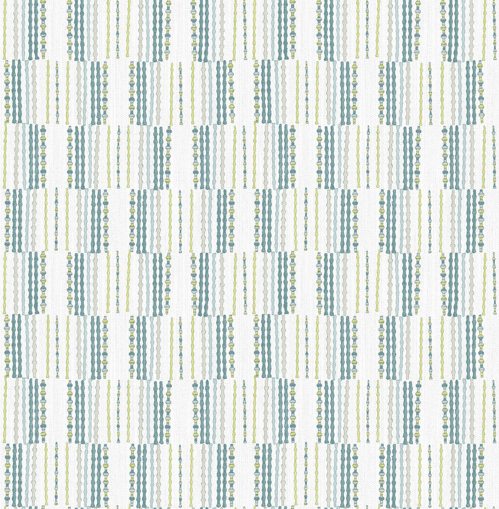 Burgen Teal Geometric Linen Wallpaper by A-Street Prints BlueBell Covers about 56.4 square feet 20.5-in by 33-ft long roll Unpasted 10.4 - Fabric Carolina -