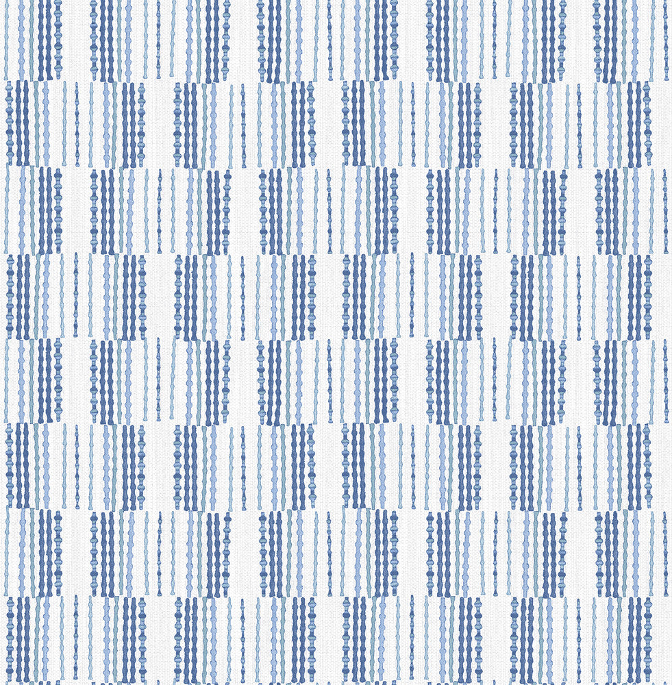 Burgen Blue Geometric Linen Wallpaper by A-Street Prints BlueBell Covers about 56.4 square feet 20.5-in by 33-ft long roll Unpasted 10.4 - Fabric Carolina -