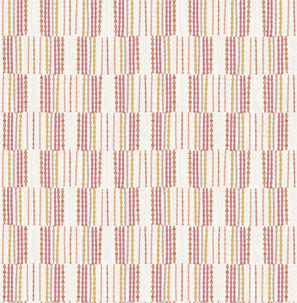 Burgen Orange Geometric Linen Wallpaper by A-Street Prints BlueBell Covers about 56.4 square feet 20.5-in by 33-ft long roll Unpasted 10.4 - Fabric Carolina -