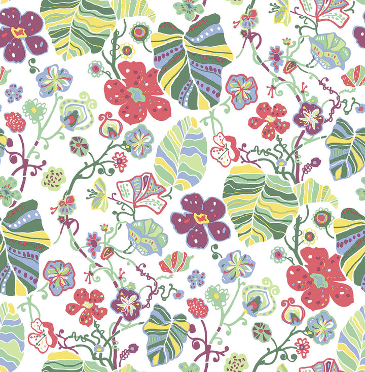 Gwyneth Multicolor Floral Wallpaper by A-Street Prints BlueBell Covers about 56.4 square feet 20.5-in by 33-ft long roll Unpasted 20.9 - Fabric Carolina -