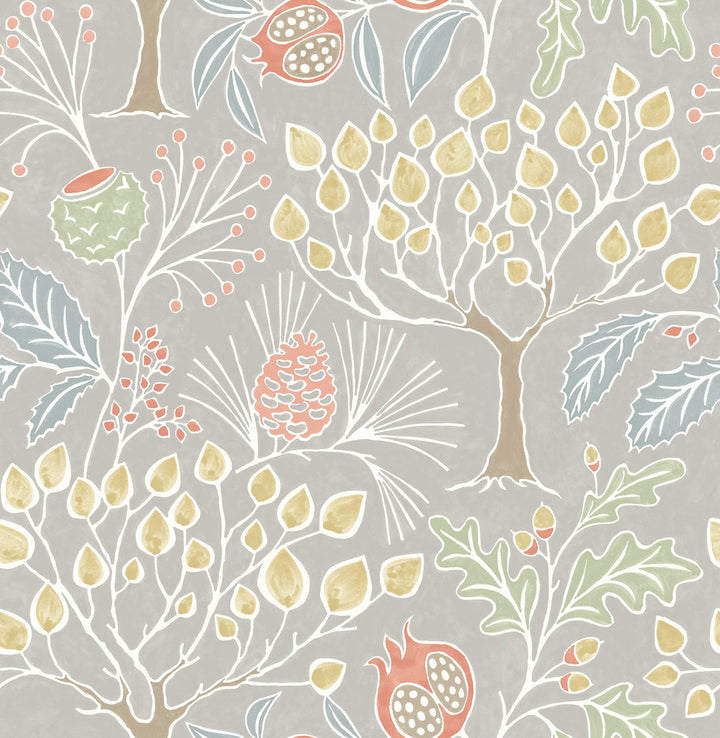 Shiloh Light Grey Botanical Wallpaper by A-Street Prints BlueBell Covers about 56.4 square feet 20.5-in by 33-ft long roll Unpasted 20.9 - Fabric Carolina -