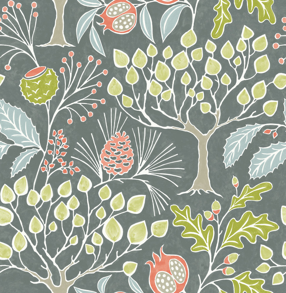 Shiloh Grey Botanical Wallpaper by A-Street Prints BlueBell Covers about 56.4 square feet 20.5-in by 33-ft long roll Unpasted 20.9 - Fabric Carolina -
