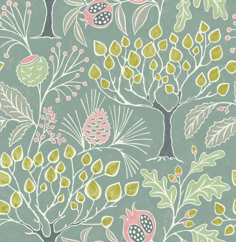 Shiloh Green Botanical Wallpaper by A-Street Prints BlueBell Covers about 56.4 square feet 20.5-in by 33-ft long roll Unpasted 20.9 - Fabric Carolina -