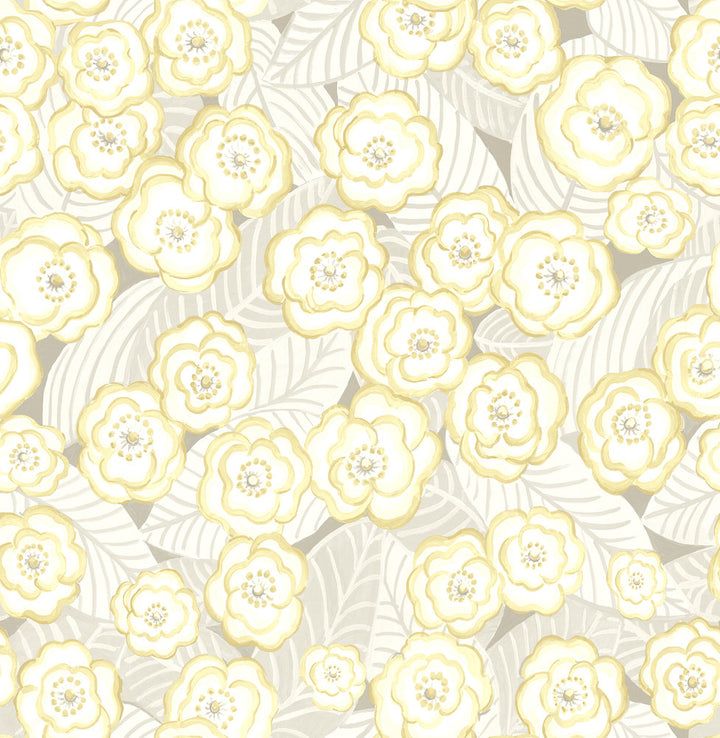 Emery Light Yellow Floral Wallpaper by A-Street Prints BlueBell Covers about 56.4 square feet 20.5-in by 33-ft long roll Unpasted 20.9 - Fabric Carolina -
