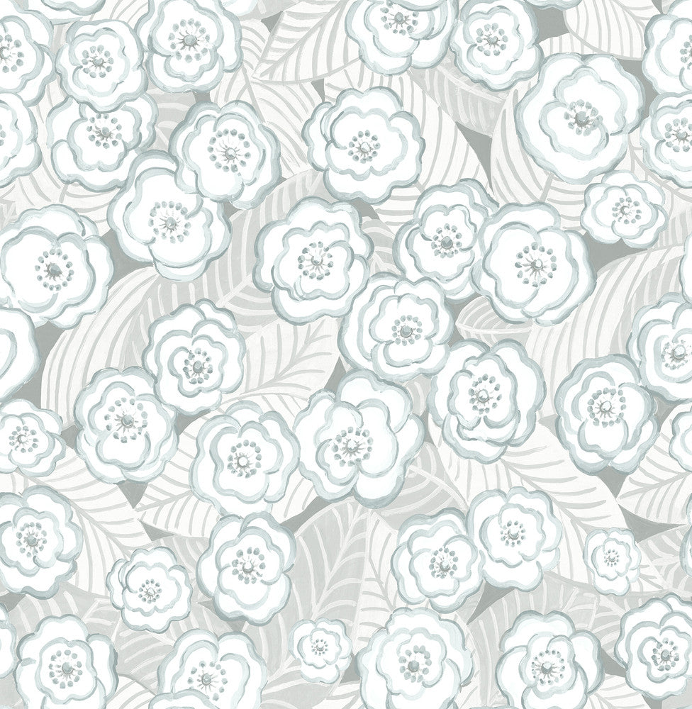Emery Light Blue Floral Wallpaper by A-Street Prints BlueBell Covers about 56.4 square feet 20.5-in by 33-ft long roll Unpasted 20.9 - Fabric Carolina -
