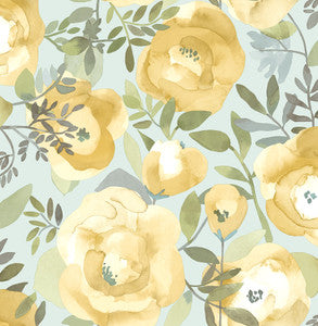 Orla Yellow Floral Wallpaper by A-Street Prints