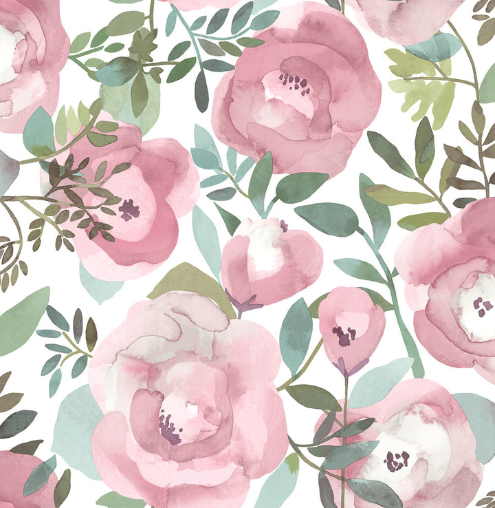 Orla Pink Floral Wallpaper by A-Street Prints BlueBell Covers about 56.4 square feet 20.5-in by 33-ft long roll Unpasted 20.9 - Fabric Carolina -