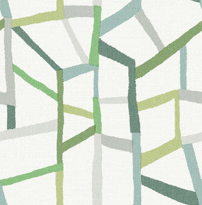 Tate Green Geometric Linen Wallpaper by A-Street Prints