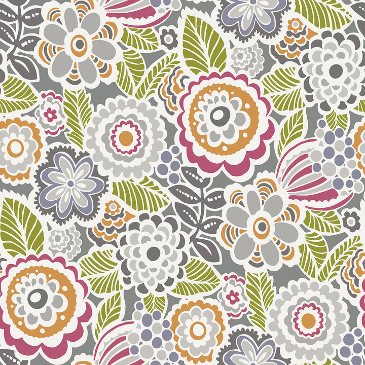 Lucy Multicolor Floral Wallpaper by A-Street Prints BlueBell Covers about 56.4 square feet 20.5-in by 33-ft long roll Unpasted 20.9 - Fabric Carolina -