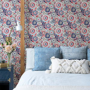 Lucy Red Floral Wallpaper by A-Street Prints