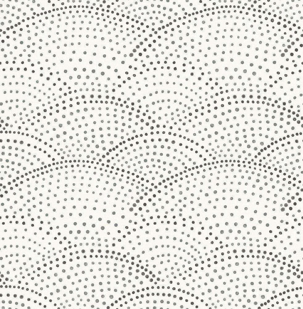 Bennett Charcoal Dotted Scallop Wallpaper by A-Street Prints BlueBell Covers about 56.4 square feet 20.5-in by 33-ft long roll Unpasted 10.4 - Fabric Carolina -