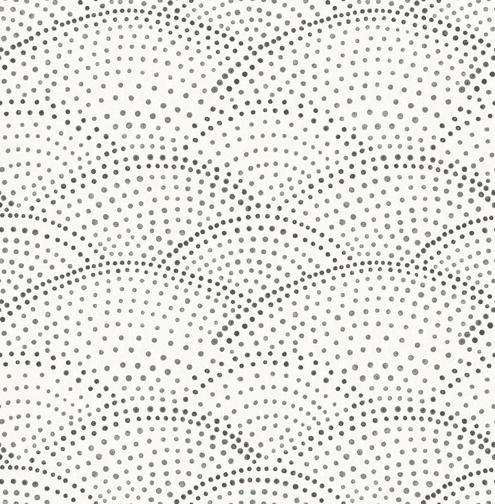 Bennett Charcoal Dotted Scallop Wallpaper by A-Street Prints BlueBell Covers about 56.4 square feet 20.5-in by 33-ft long roll Unpasted 10.4 - Fabric Carolina -