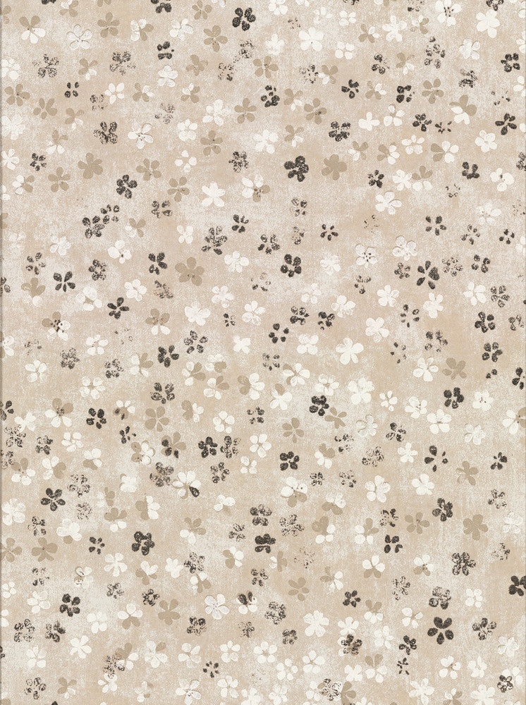 Cosima Beige Miniature Floral Wallpaper by Brewster Fresh Start Kitchen & Bath Covers about 60.8 square feet 27-in by 27-ft long roll Unpasted 12.6 - Fabric Carolina -