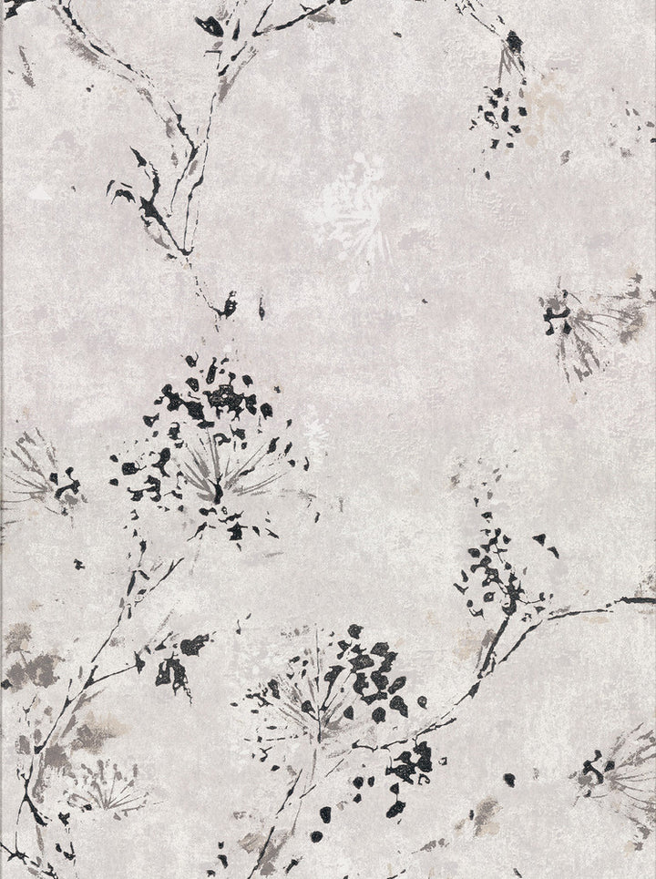 Misty Grey Distressed Dandelion Wallpaper by Brewster Fresh Start Kitchen & Bath Covers about 60.8 square feet 27-in by 27-ft long roll Unpasted 12.6 - Fabric Carolina -