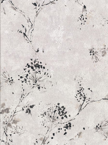 Misty Grey Distressed Dandelion Wallpaper by Brewster
