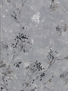 Misty Charcoal Distressed Dandelion Wallpaper by Brewster