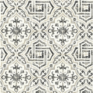 Sonoma Charcoal Spanish Tile Wallpaper by Brewster