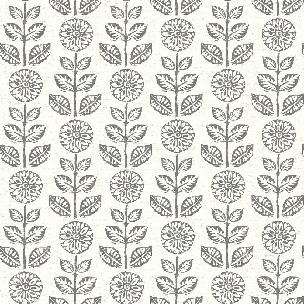 Dolly Dark Brown Folk Floral Wallpaper by Brewster Fresh Start Kitchen & Bath Covers about 56.4 square feet 20.5-in by 33-ft long roll Prepasted 20.5 - Fabric Carolina -
