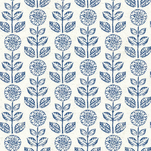 Dolly Navy Folk Floral Wallpaper by Brewster