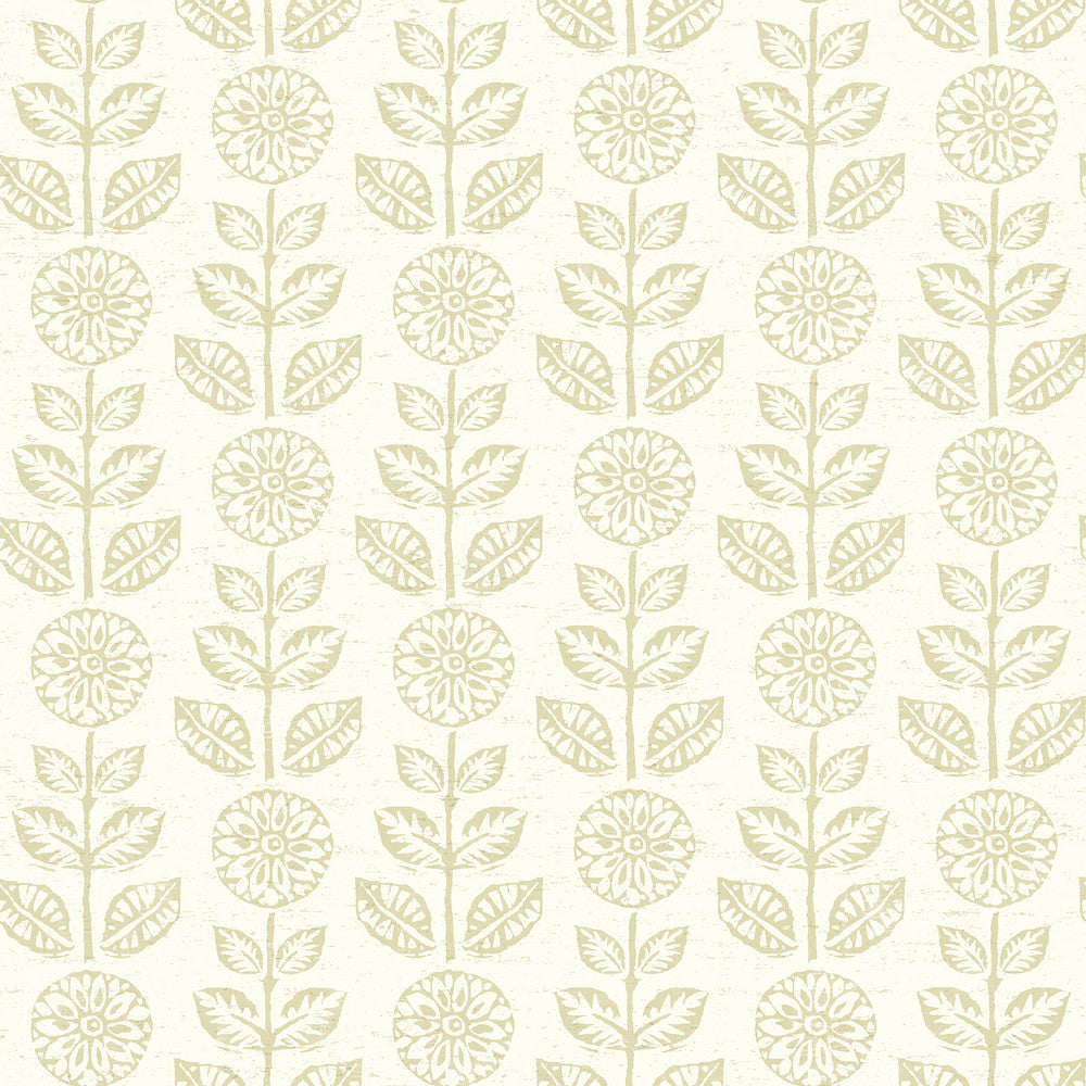 Dolly Neutral Folk Floral Wallpaper by Brewster Fresh Start Kitchen & Bath Covers about 56.4 square feet 20.5-in by 33-ft long roll Prepasted 20.5 - Fabric Carolina -