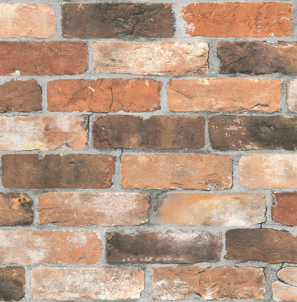 Cody Rust Reclaimed Bricks Wallpaper by Brewster Fresh Start Kitchen & Bath Covers about 56.4 square feet 20.5-in by 33-ft long roll Unpasted 20.9 - Fabric Carolina -